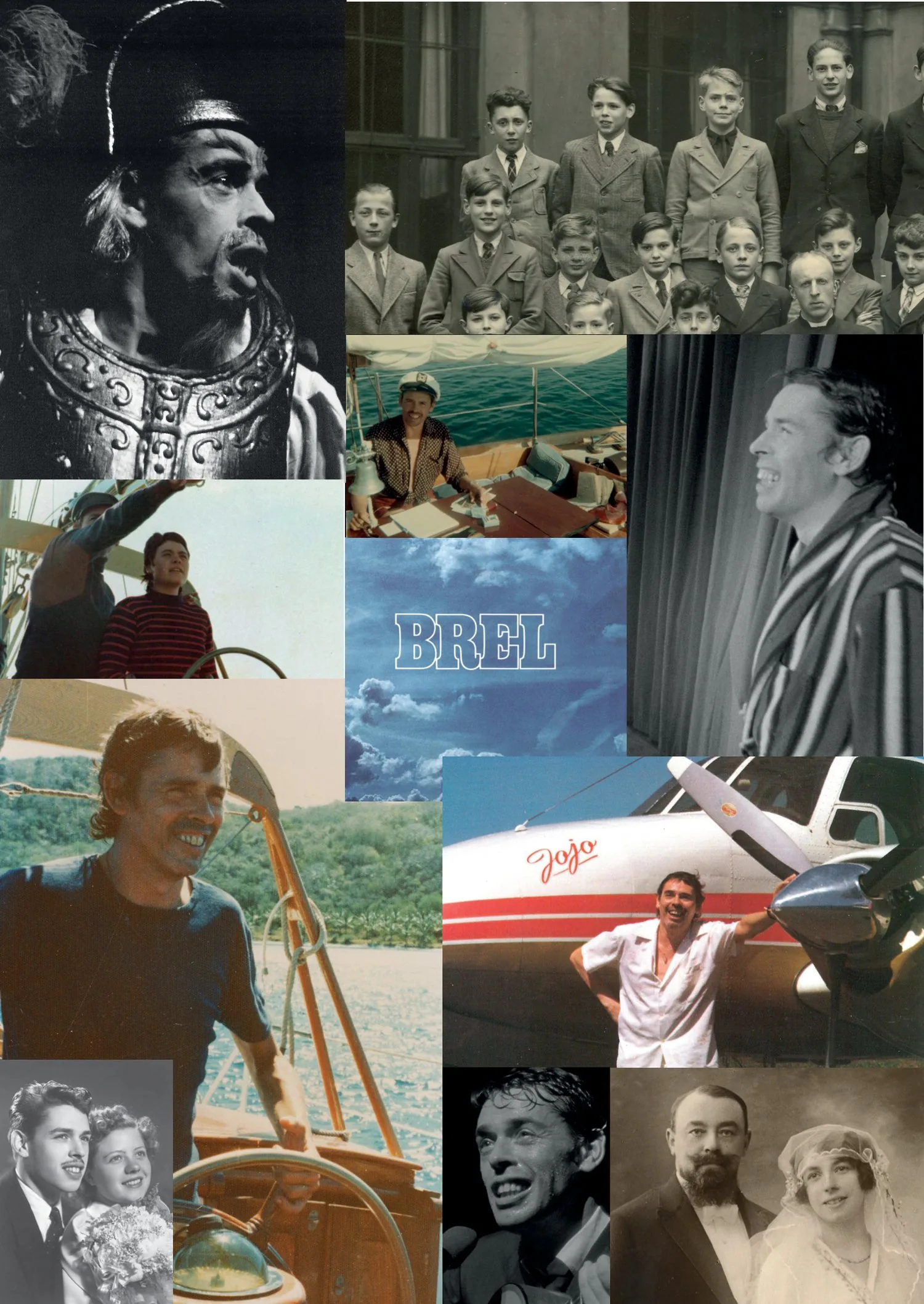 Photographies de la vie de Jacques Brel, page d'ouverture du livret « Une vie formidable »