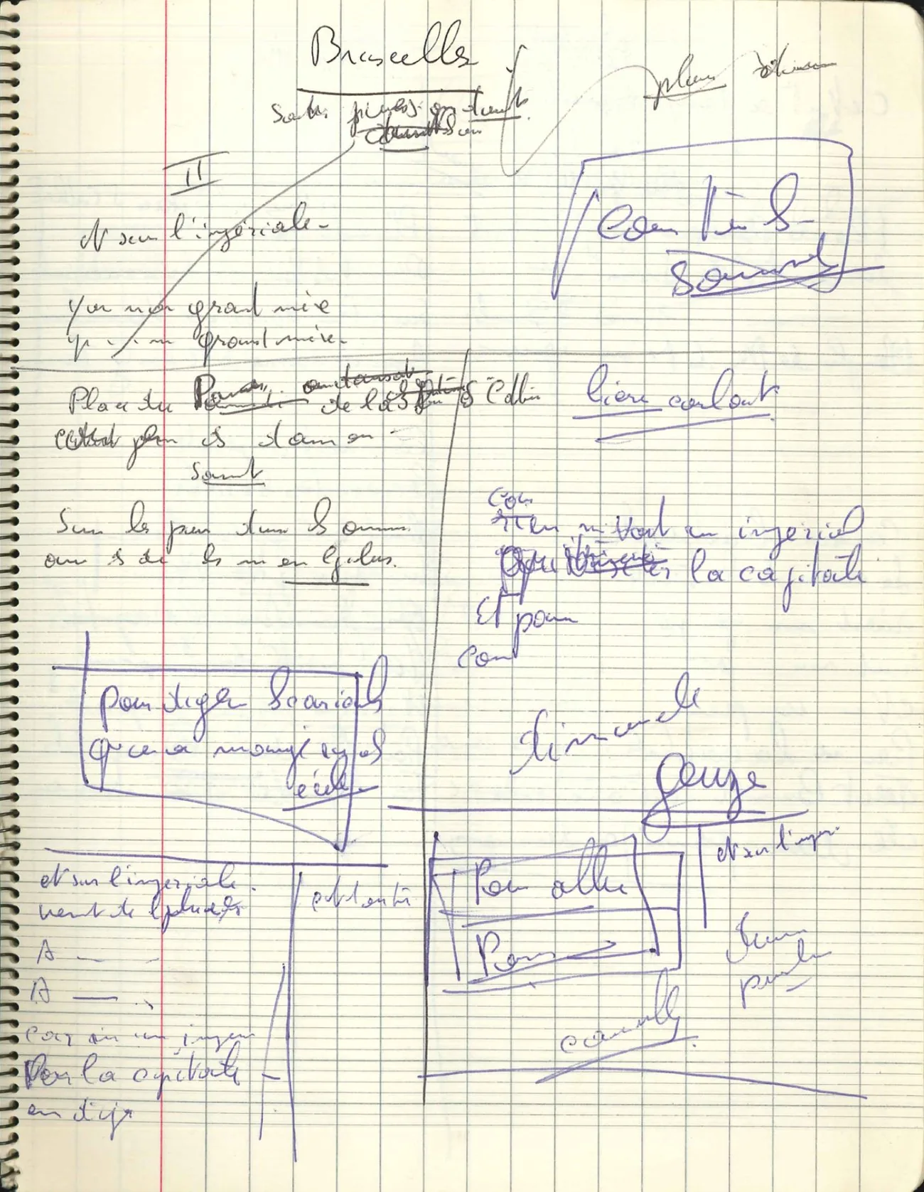 Manuscrit de la chanson « Bruxelles »