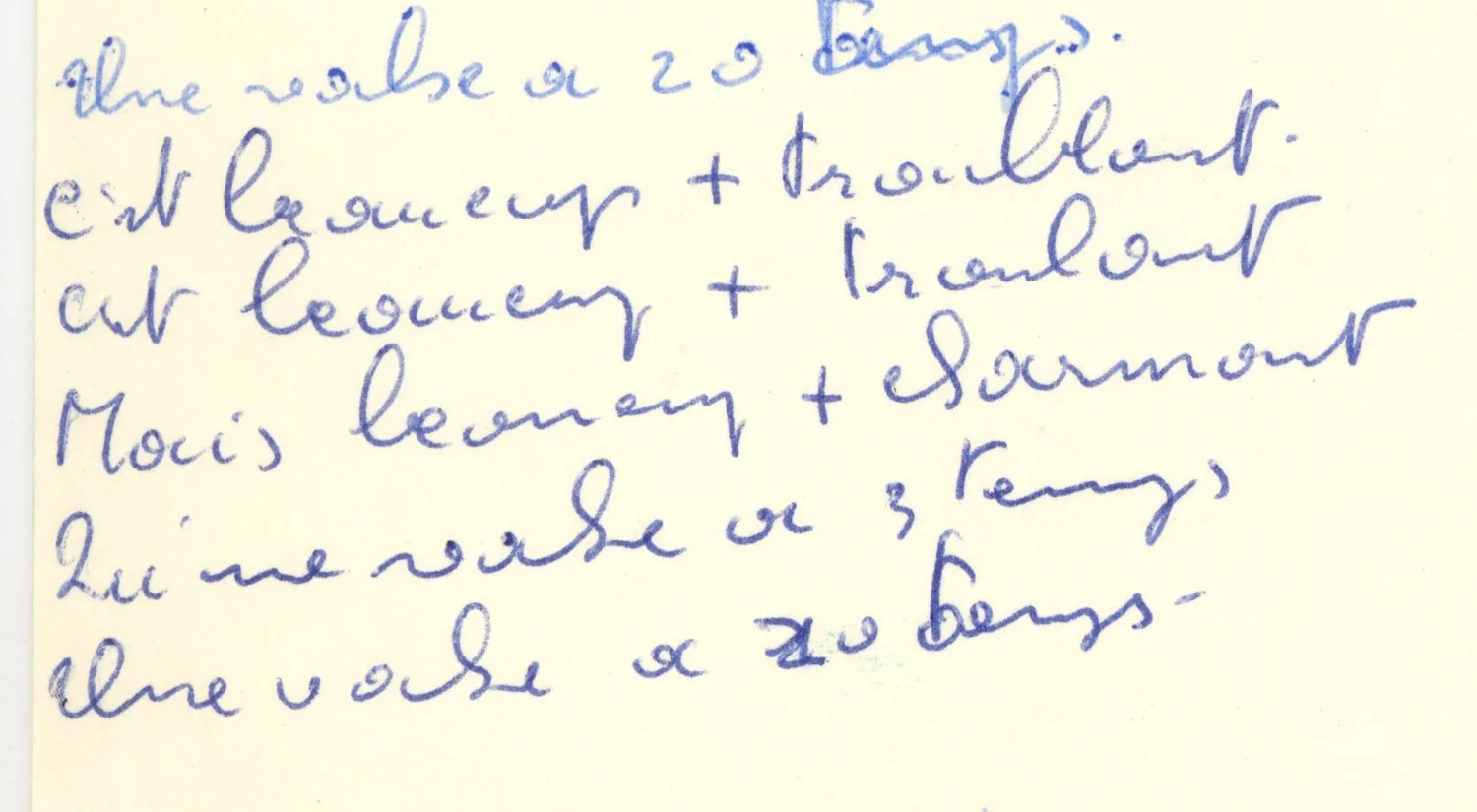 Notes manuscrites de « La Valse à mille temps », 1959