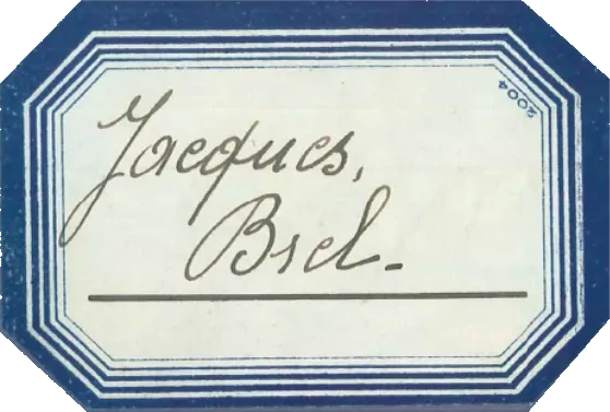 Étiquette d’écolier « Jacques Brel » — couverture du dossier scolaire